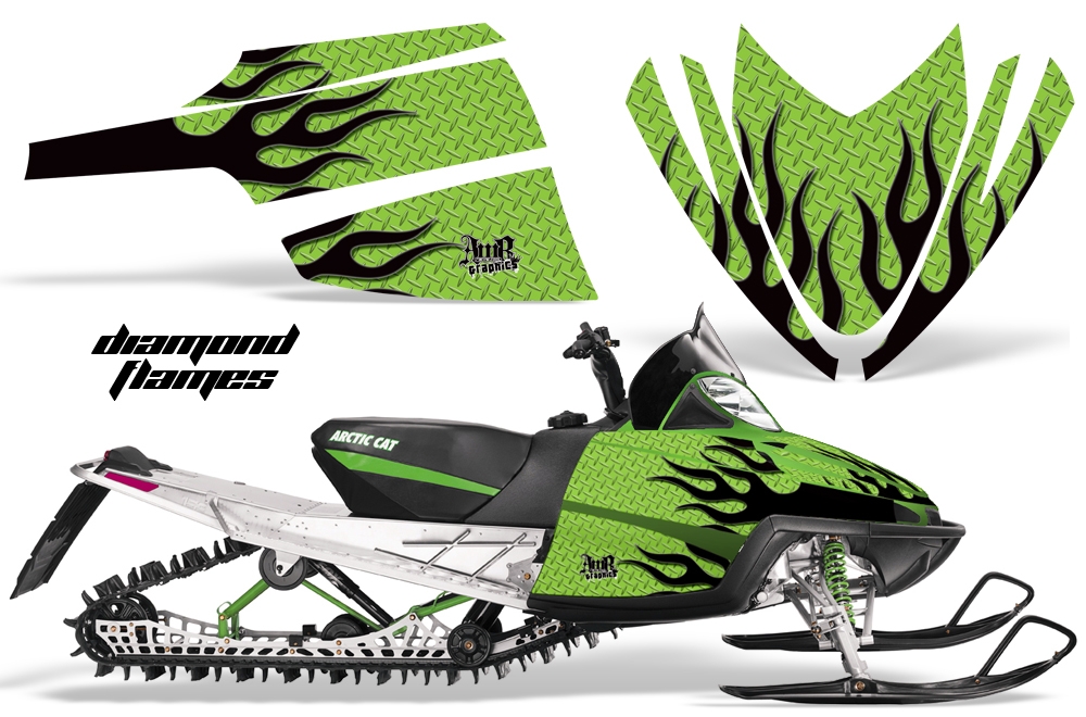 Arctic Cat M Series Graphics Kit DIAMONFLAMES GREEN